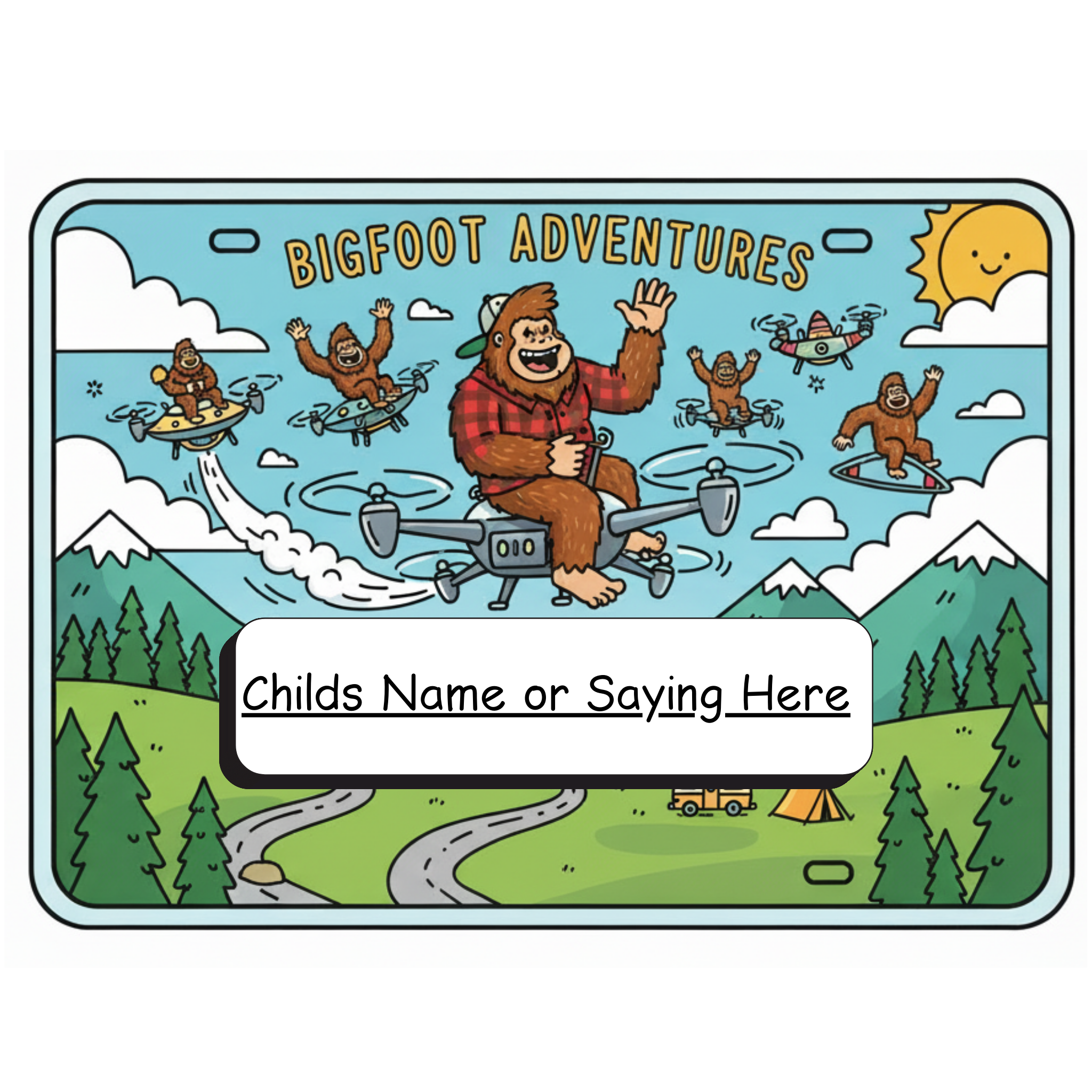 Kids Sasquatch License Plates 7x4 inch